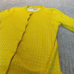 J crew yellow polka dot cardigan